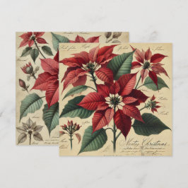 Invitación Imprimible Vintage Christmas Poinsettia Botánica