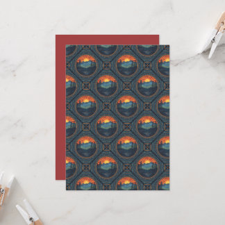 Invitación Imprimible Vintage Wilderness Sunset Mandala Tiled