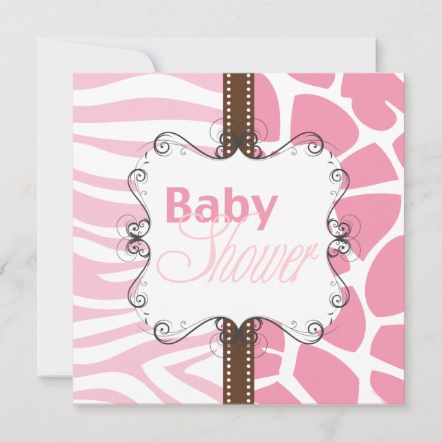 Invitación Imprimir animal rosa (Anverso)