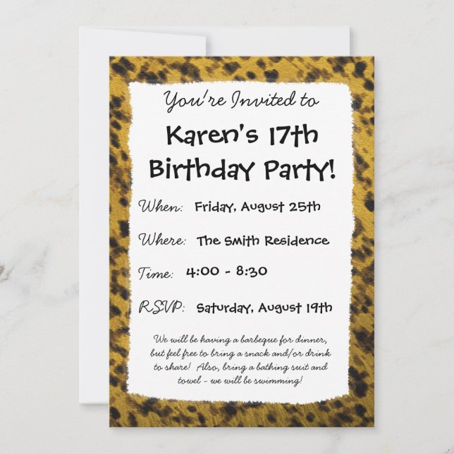 Invitación Imprimir leopardo (Anverso)