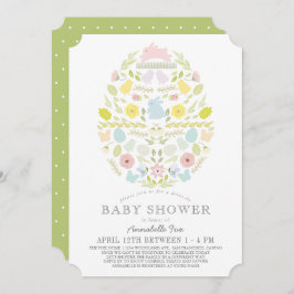 Invitación Impulsión Baby Shower con conejito de huevo de pas