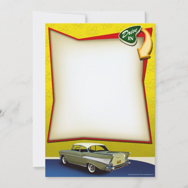 Invitación Impulsión del coche de carreras de los años 50 en (Anverso)