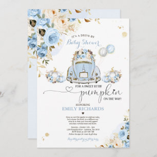 Invitación Impulso De Baby Shower Blue Floral Rosas Pumpkin