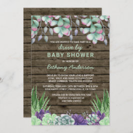 Invitación Impulso De Baby Shower Rustic Succults
