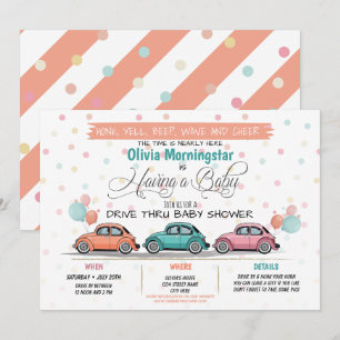 Invitación Impulso De Coral Festividad Por Baby Shower Parade