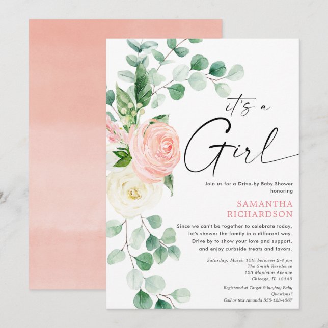 Invitación Impulso de la ducha de bebé primavera vegetación f (Anverso / Reverso)