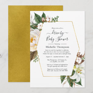 Invitación Impulso Geométrico Gold Floral Por Ducha