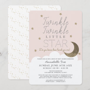 Invitación Impulso guiado rosado de estrella pequeña Twinkle