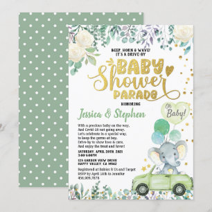 Invitación Impulso Neutral Por El Desfile De Baby Shower Elef