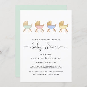 Invitación Impulso por Baby Shower Retro Carriles Parade