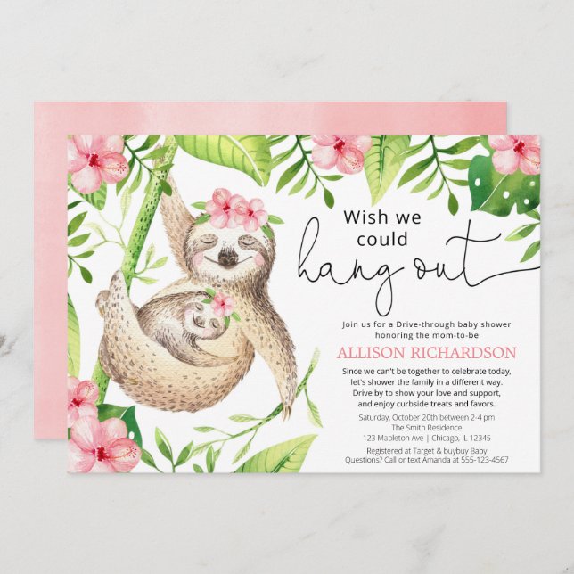 Invitación Impulso por la adorable ducha de bebé chica rosa l (Anverso / Reverso)