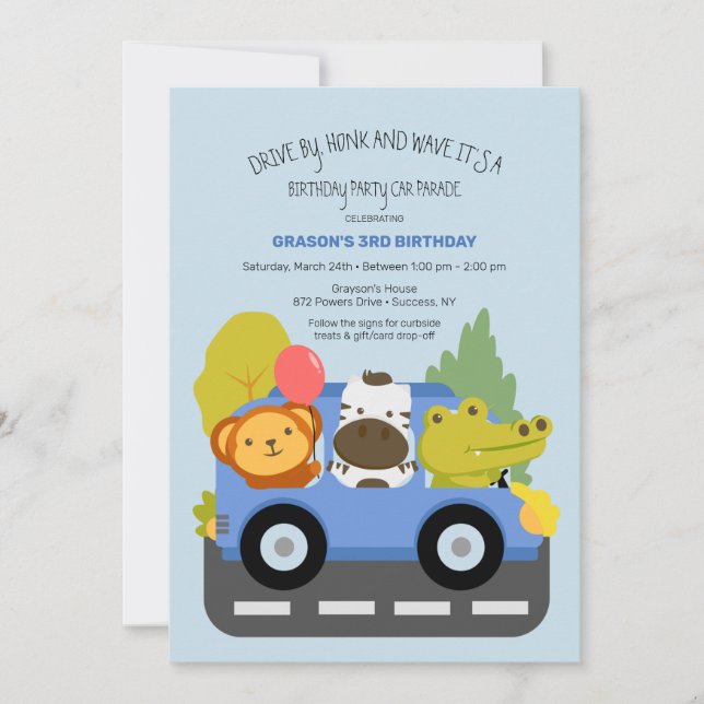 Invitación Impulso por la fiesta de cumpleaños de los animale (Anverso)