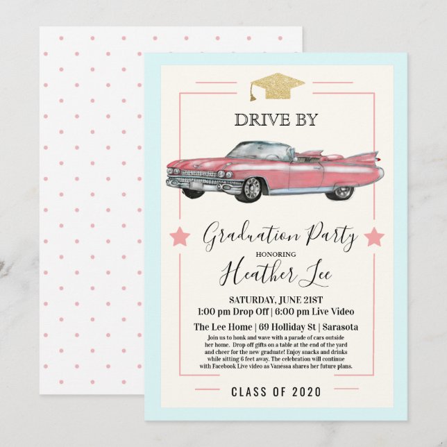 Invitación Impulso por parte de una mujer graduada virtual (Anverso / Reverso)