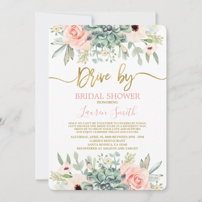 Invitación Impulso por suculentas duchas de novias (Anverso)