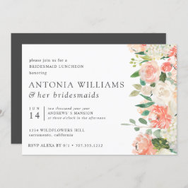 Invitación IN Bloom Floral Peach Pink Bridesmaid Luncheon