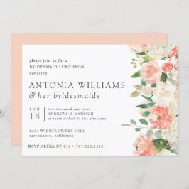 Invitación IN Bloom Floral Peach Pink Bridesmaid Luncheon