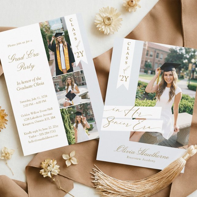 Invitación In Her Senior Era Elegant Photo Graduation Party (In Her Senior Era Elegant Photo Graduation Party Invitation)