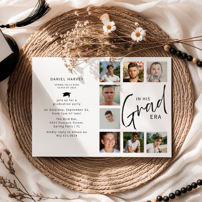 Invitación In His Grad Era Photo Collage Graduation (Subido por el creador)