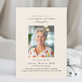 Invitación In Loving Memory Beige Photo Funeral Invitation