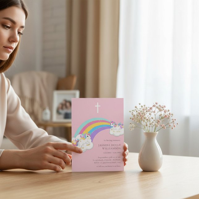 Invitación in loving memory pink rainbow childrens funeral  (Subido por el creador)
