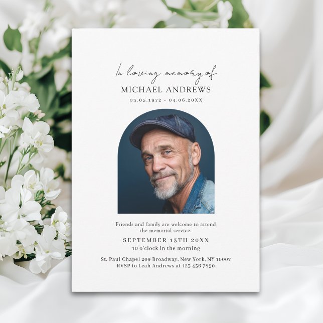 Invitación In Loving Memory Simpel Photo Funeral Invitation ("In Loving Memory" Simpel Photo Funeral Invitation)