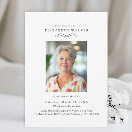 Invitación In Loving Memory White Photo Funeral Invitation