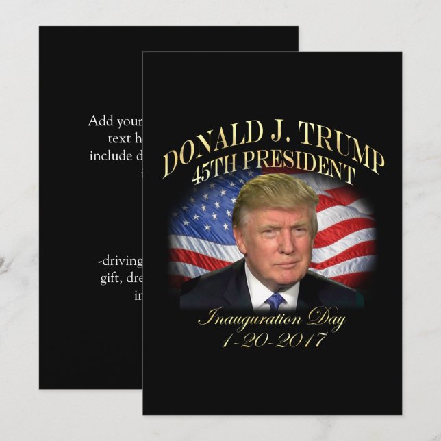 Invitación Inauguración de presidente Donald Trump (Anverso / Reverso)