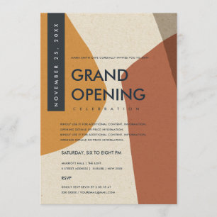 INVITACIÓN INAUGURACIÓN GRAN ARTE ABSTRACTO MODERNO NARANJA O