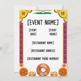 Invitación Inauguración y evento en un restaurante indio