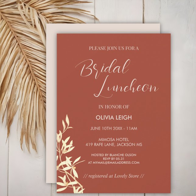 Invitación Incansable floral Rustic Bridal Luncheon (Subido por el creador)