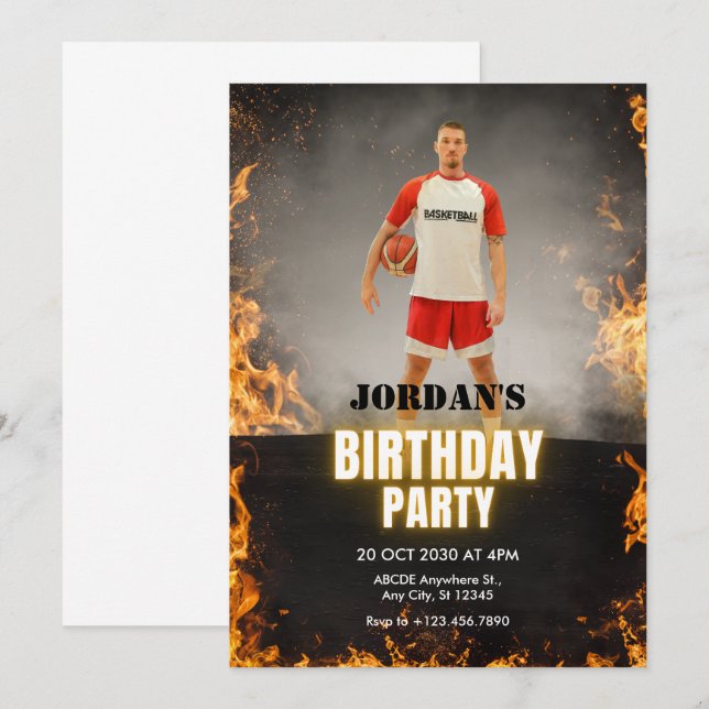 Invitación Incendio cinematográfico moderno cumpleaños de fot (Anverso / Reverso)