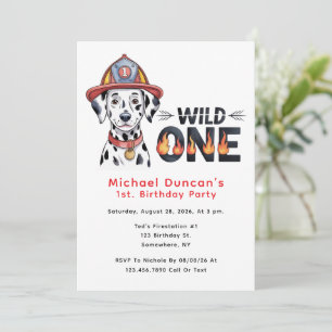 Invitación Incendio Salvaje Un Perro Dalmatiano Primer Cumple
