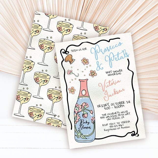 Invitación Incensión de Baby Shower de Presecco y Petals dibu (Subido por el creador)