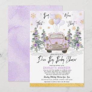 Invitación Incentivo Floral Purple Gold De Baby Shower