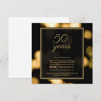 Invitación Incidente de 50 años minimalista moderno negro y o