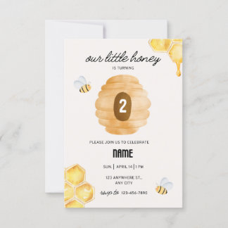 Invitación incitación de la fiesta de segundo cumpleaños, peq