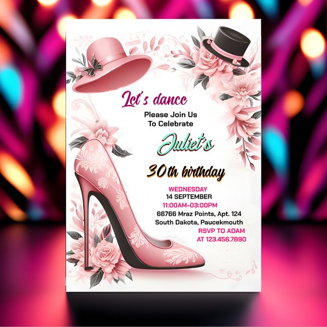 Invitación Incluso Shoe Stylish Adult Ladies Noche 30 cumplea (Subido por el creador)