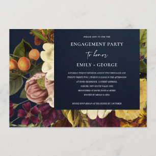 INVITACIÓN INCORPORACIÓN FLORAL NAVY VINTAGE RETRO BURGUNDY