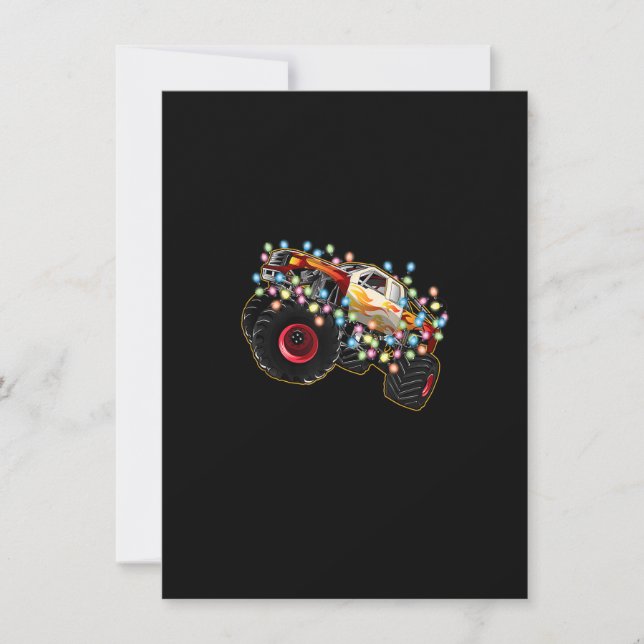 Invitación Increíble camión de monstruos con luces Navidades (Anverso)