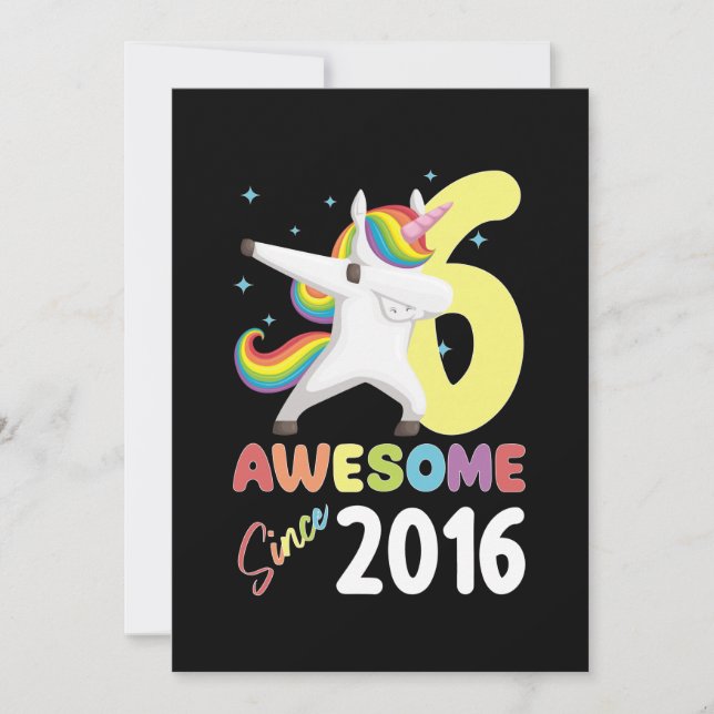 Invitación INCREÍBLE Desde Cumpleaños de Unicornios 6 Niños 2 (Anverso)