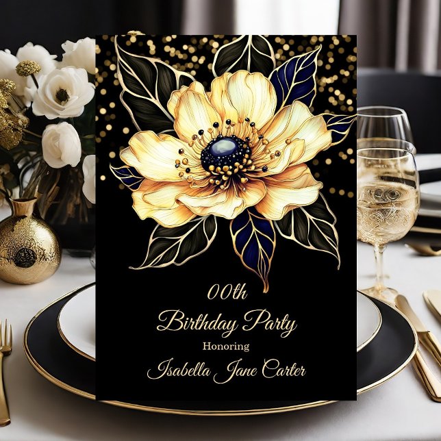 Invitación Increíble fiesta de cumpleaños floral beige dorado (Subido por el creador)