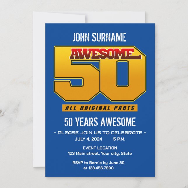 Invitación Increíble fiesta de cumpleaños número 50 todas las (Anverso)