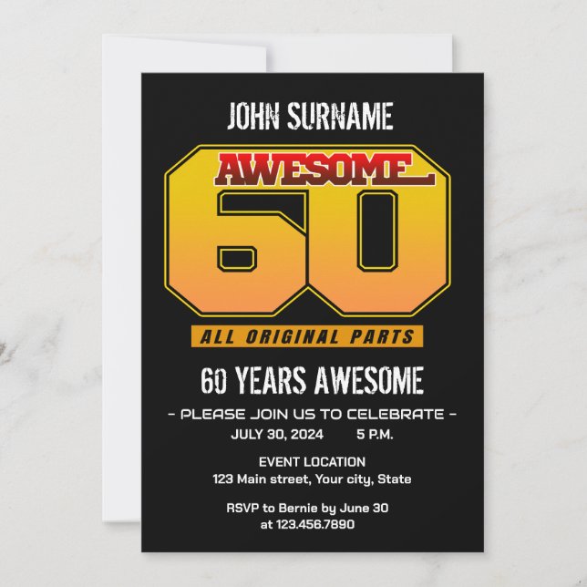 Invitación Increíble fiesta de cumpleaños número 60 con todas (Anverso)