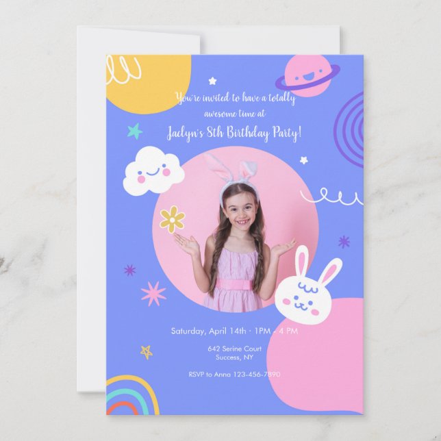 Invitación Increíble foto de la fiesta de cumpleaños (Anverso)