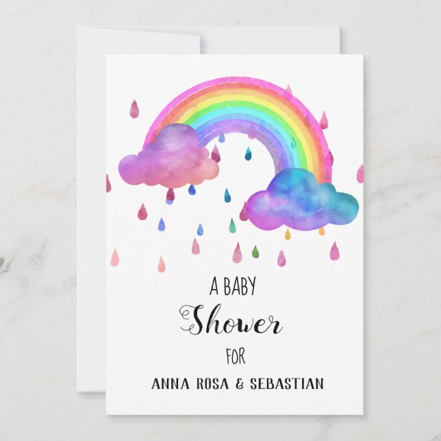 Invitación *~* Incursión en Baby Shower de nubes de lluvia ar (Anverso)