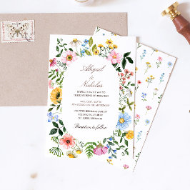 Invitación Incursión nupcial acuática con flores silvestres