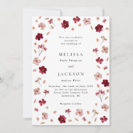 Invitación Incursión rosa rojo y crema, Boda floral Invitat