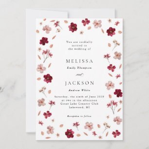 Invitación Incursión rosa rojo y crema, Boda floral Invitat