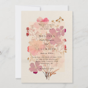 Invitación Incursión rosa rojo y crema, Boda floral Invitat