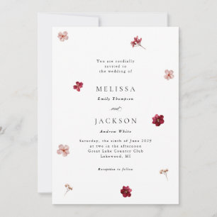 Invitación Incursión rosa rojo y crema, Boda floral Invitat